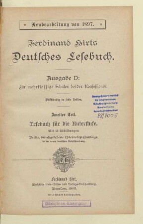 Teil 2, [Schülerband]: Lesebuch für die Unterstufe : vollständig in sechs Teilen