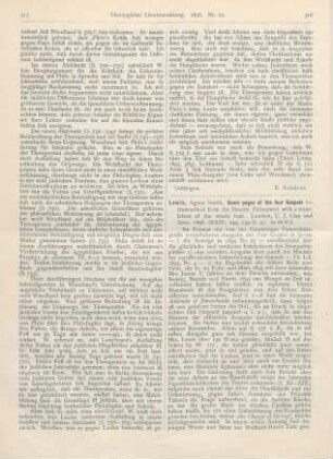 316-317 [Rezension] Lewis, Agnes Smith, Some pages of the four Gospels retranscribed from the Sinaitic Palimpsest with a translation of the whole text