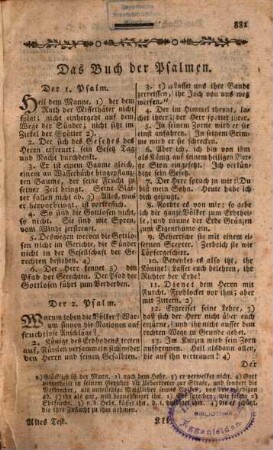 Die Heilige Schrift des Alten Testamentes, [2]. Die Psalmen, Sprüchwörter Salomo's, dessen Ekklesiastes, das hohe Lied, das Buch der Weisheit, Ekklesiastikus, die Propheten, die 2 Bücher der Machabäer : altes Testament