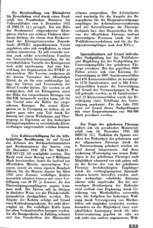 Kohlenverbillung für die hilfsbedürftige Bevölkerung [Fürsorgewesen]