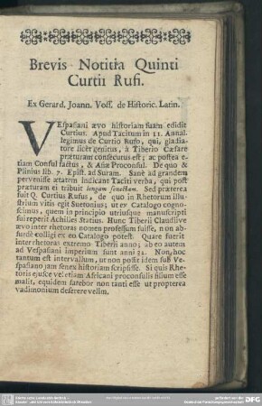 Brevis Notitia Quinti Curtii Rusi