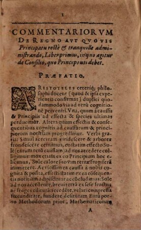 Commentariorum de Regno ... Tranquille administrando libri tres