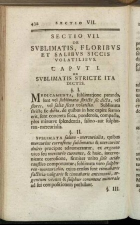 Caput I. De Sublimatis Stricte Ita Dictis.