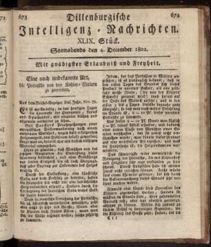 XLIX. Stück... den 4. December 1802 - LII. Stück... den 25. December 1802.