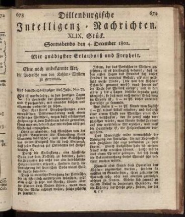 XLIX. Stück... den 4. December 1802 - LII. Stück... den 25. December 1802.
