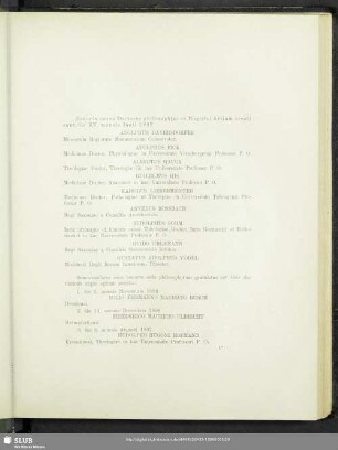 Honoris causa Doctores philosophiae et Magistri Artium creati sunt die XV. mensis Iunii 1897