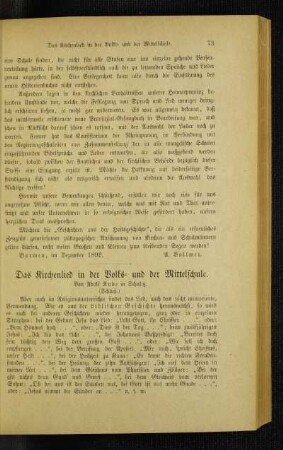¬Das¬ Kirchenlied in der Volks- und Mittelschule : (Schluß)