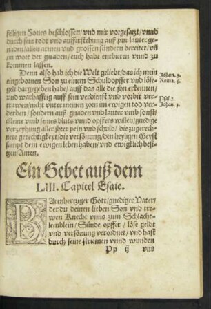Ein Gebet auß dem LIII. Capitel Esaie.