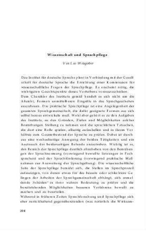 Wissenschaft und Sprachpflege