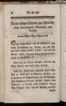 Noch einige Lehren zur Bewahrung des religiösen Glaubens und Gefühls.