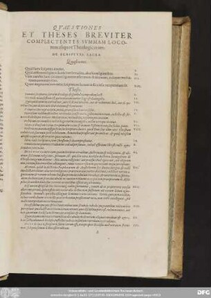 Quaestiones Et Theses Breviter Complectentes Summam Locorum aliquot Theologicorum.