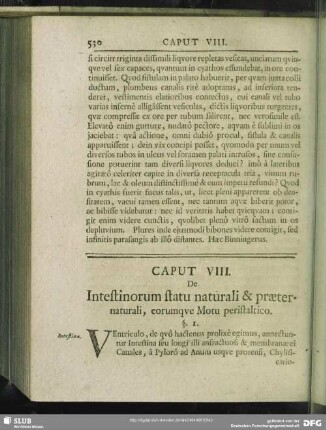Caput VIII. De Intestinorum statu naturali & praeternaturali, eorumque Motu peristaltico