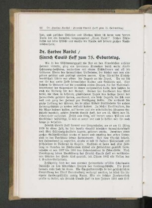 Hinrich Ewald Hoff zum 75. Geburtstag.