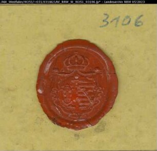 Siegler: Überlieferungsart: Stoff: Lack Farbe: rot Form: oval. Durchmesser: 25 mm Art: Typ: Umschrift: