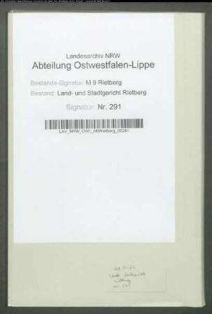 Erblasser: Dreis, Maria: Testament. Provenienz: Kreisgericht Rietberg