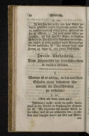 Zweite Abtheilung. Vom Unterricht im Briefschreiben in teutschen Schulen.