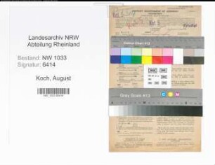 Entnazifizierung August Koch , geb. 01.08.1897 (Former)