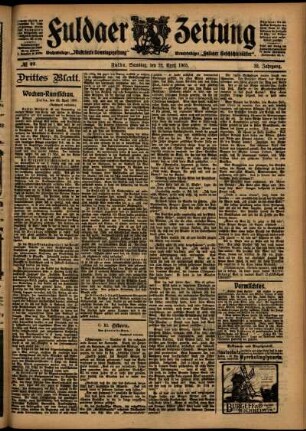 Dritte Ausgabe vom Samstag, den 22. April 1905.