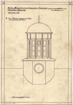 Billing, Hermann; Frankenthal, Zuckerfabrikstr.; Zuckerfabrik, Umbau Verwaltungsgebäude - Hauptbau, Dachreiter (Ansicht)