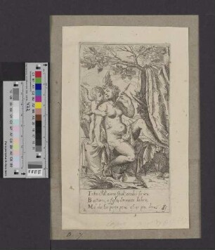 [Venus, einen Pfeil haltend, dreht sich zu Amor]