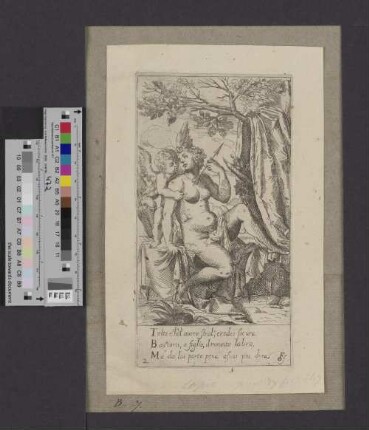 [Venus, einen Pfeil haltend, dreht sich zu Amor]