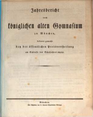 Jahresbericht vom Königlichen Alten Gymnasium. 1842/43