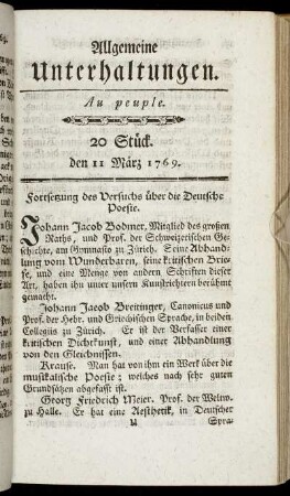 20 Stück. d. 11. März 1769.