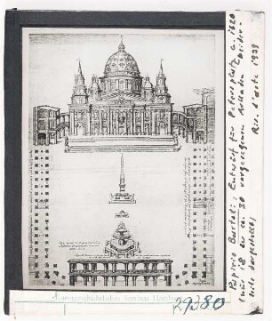 Rom, St. Peter: Papirio Bartoli, Entwurf für Petersplatz, um 1620