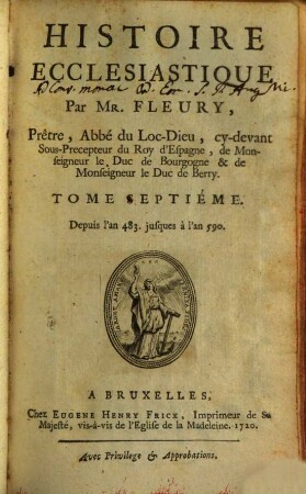 Histoire Ecclesiastique, 7. Depuis l'an 483. jusques à l'an 590.