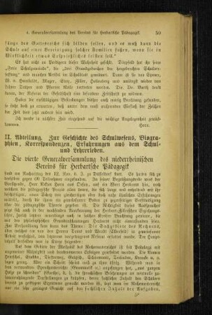 ¬Die¬ vierte Generalversammlung des niederrheinischen Vereins für Herbartsche Pädagogik