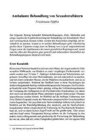 137-156, Ambulante Behandlung von Sexualstraftätern