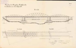 Meglitze-Flutbrücke im Oderdamm, Schwedt/Oder: Ansicht, Grundriss, Aufsicht 1:200
