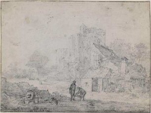 Bauernhof mit den Ruinen von Brederode Castle