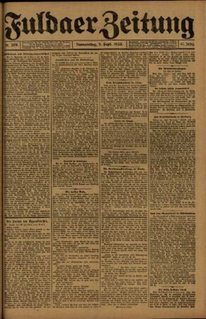Ausgabe vom Donnerstag, den 09. September 1920.
