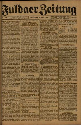 Ausgabe vom Donnerstag, den 09. September 1920.