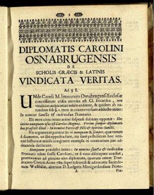 Diplomatis Carolini Osnabrugensis de ...