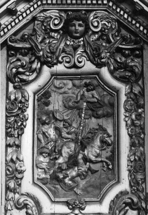Retabel, Medaillon: Pferdesturz des Paulus