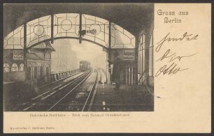 Ansichtskarte Elektrische Hochbahn, Blick vom Bahnhof "Oranienstrasse"