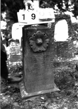 Grabstein 1901 (Index: 100096612) Maße HxBxT: 71x27x23 cm Symbolik: Blumenkranz Besonderheit: Kindergrab: Grabstein 1901
