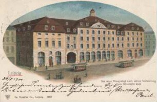 Leipzig: der neue Messpalast nach seiner Vollendung (vom Neumarkt aus)