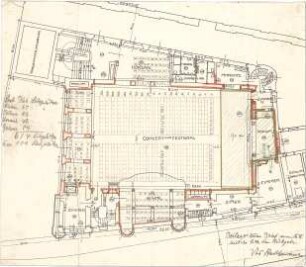Fischer, Theodor; Worms; Cornelianum - Bestuhlungsplan (Grundriss)