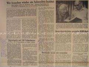 Zeitung "Ostholsteiner Anzeiger", Heimatseite mit Bericht über den "Nordischen Tag" und die Einrichtung eines Schweden-Institutes; 31. Aug. 1956