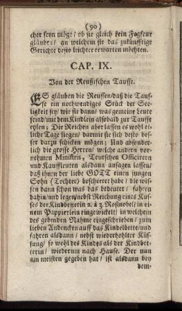 Cap. IX. Von der Reußischen Tauffe