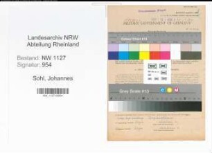 Entnazifizierung Johannes Sohl , geb. 12.02.1898 (Telegrafeninspektor)