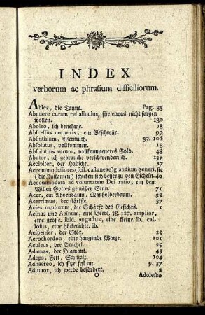 Index verborum ac phrasium difficiliorum.