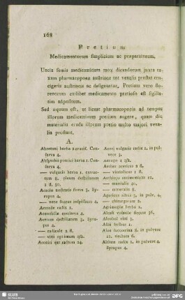 Pretium Medicamentorum simplicium ac praeparatorum