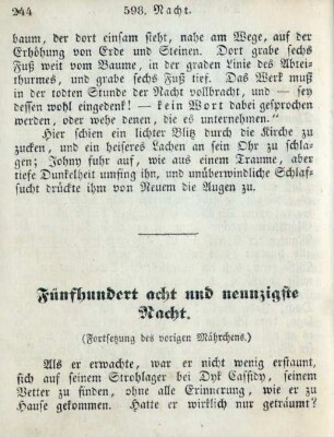 Fünfhundert acht und neunzigste Nacht