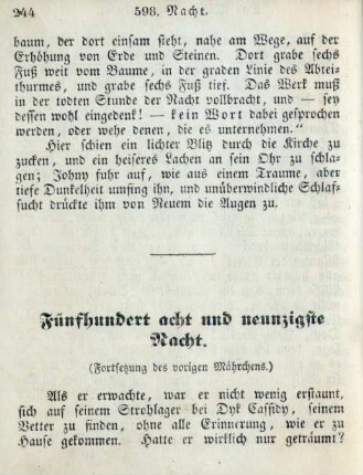 Fünfhundert acht und neunzigste Nacht