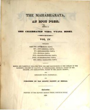 The Mahábhárata : an epic poem. 4