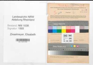 Entnazifizierung Elisabeth Zinselmeyer , geb. 05.04.1889 ()